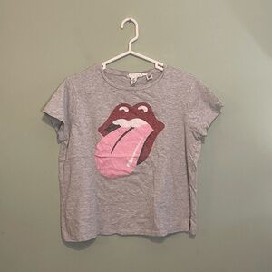 H&M Label Of Graded Goods Womens Rolling Stones Lips Tongue T Shirt Gray Medium